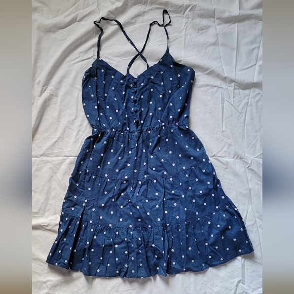 Navy Polka Dot Mini Dress - Picture 1 of 2